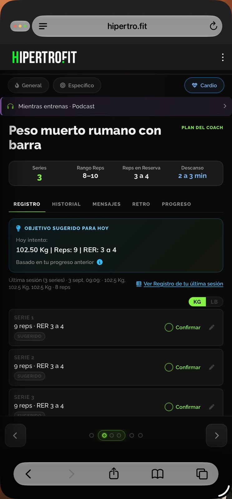 Objetivo sugerido para hoy basado en progreso anterior